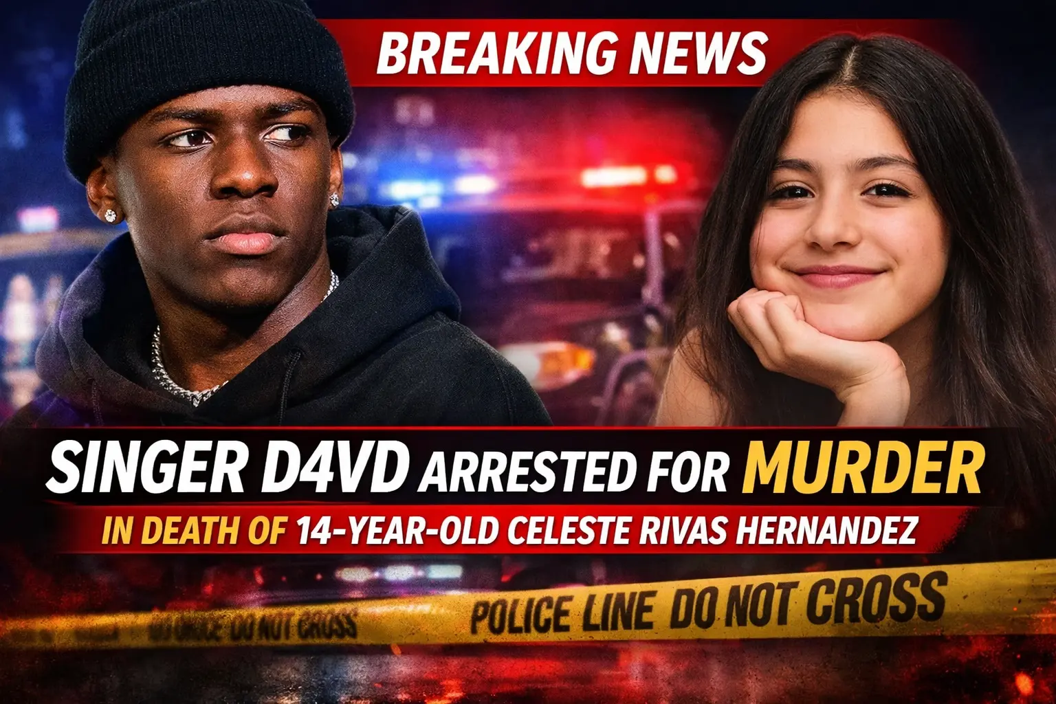 Singer D4vd Arrested in Murder Case of 14-Year-Old Celeste Rivas Hernandez. Reportedly Celeste Rivas body was found in Tesla trunk